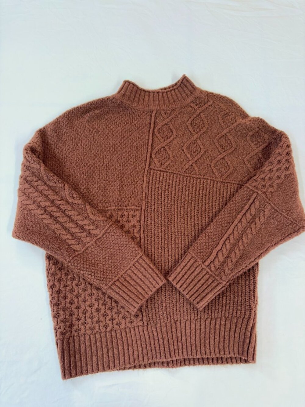 American Eagle Women's Size Medium Brown Multi Stitch Sweater